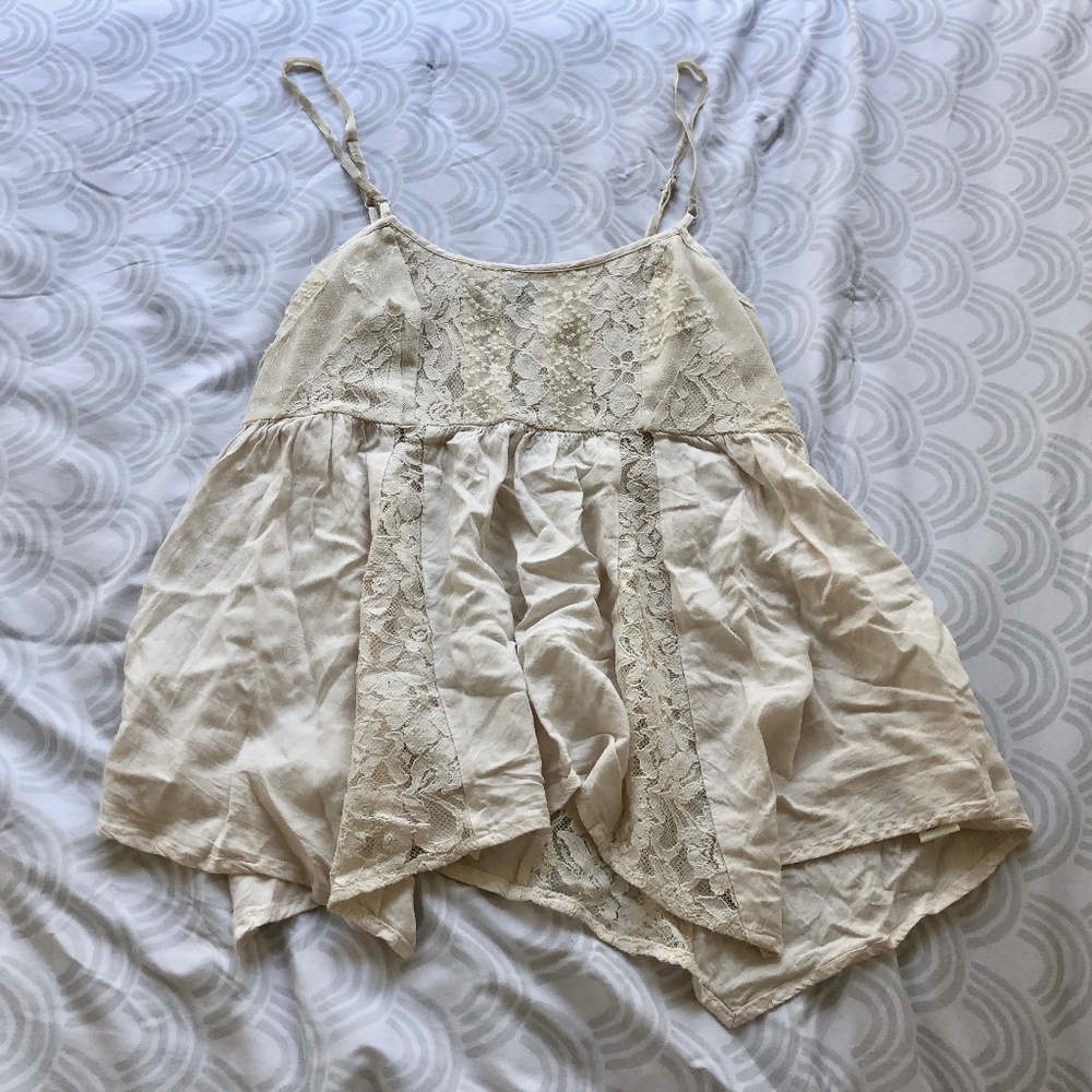 American Eagle Lace Pleated Tank Top